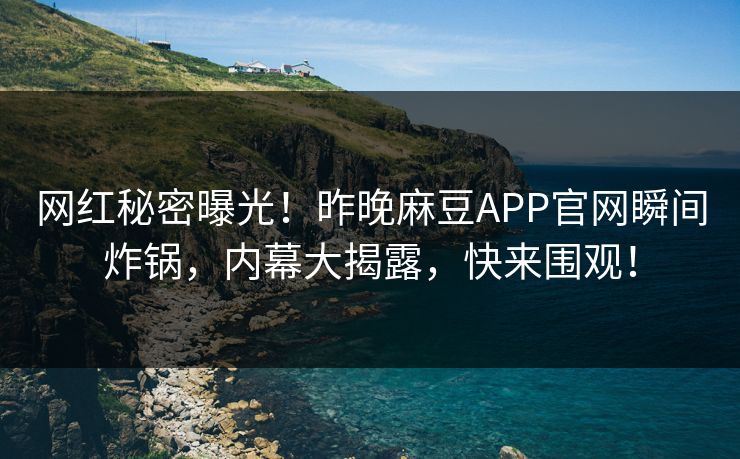 网红秘密曝光！昨晚麻豆APP官网瞬间炸锅，内幕大揭露，快来围观！  第1张
