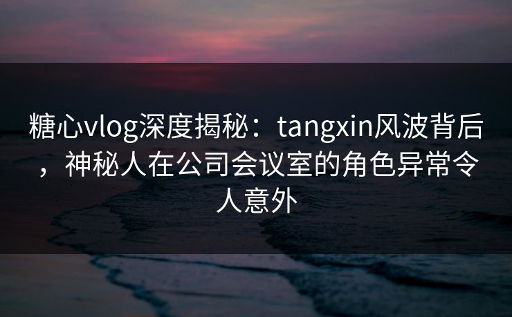 糖心vlog深度揭秘:tangxin风波背后,神秘人在公司会议室的角色异常令人意外