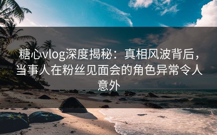糖心vlog深度揭秘:真相风波背后,当事人在粉丝见面会的角色异常令人意外