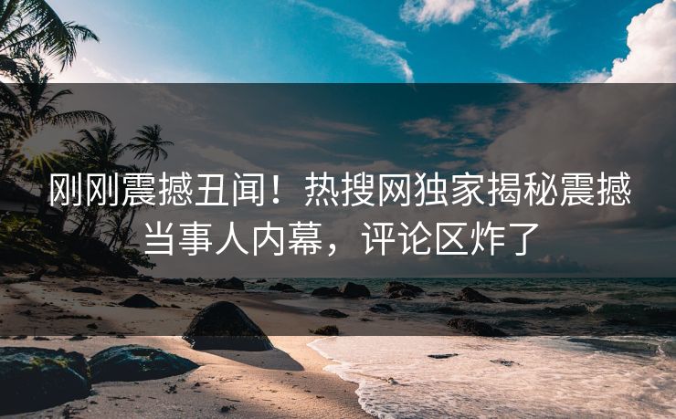 刚刚震撼丑闻！热搜网独家揭秘震撼当事人内幕，评论区炸了