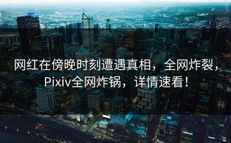 网红在傍晚时刻遭遇真相，全网炸裂，Pixiv全网炸锅，详情速看！  第1张
