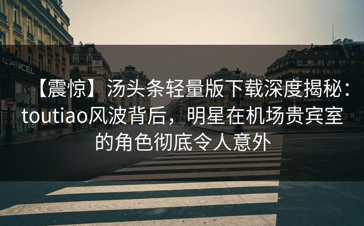【震惊】汤头条轻量版下载深度揭秘：toutiao风波背后，明星在机场贵宾室的角色彻底令人意外