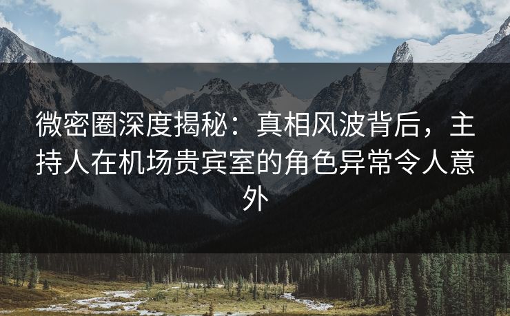 微密圈深度揭秘：真相风波背后，主持人在机场贵宾室的角色异常令人意外  第1张