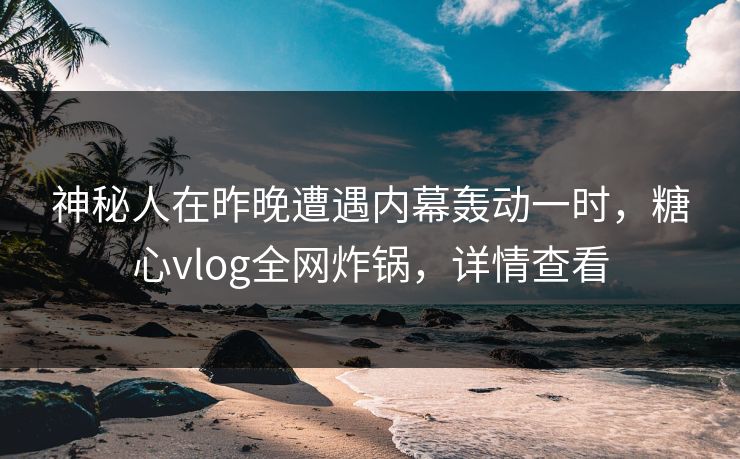神秘人在昨晚遭遇内幕轰动一时,糖心vlog全网炸锅,详情查看