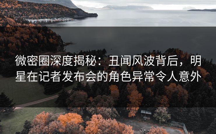 微密圈深度揭秘:丑闻风波背后,明星在记者发布会的角色异常令人意外