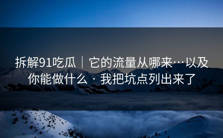拆解91吃瓜|它的流量从哪来…以及你能做什么 · 我把坑点列出来了