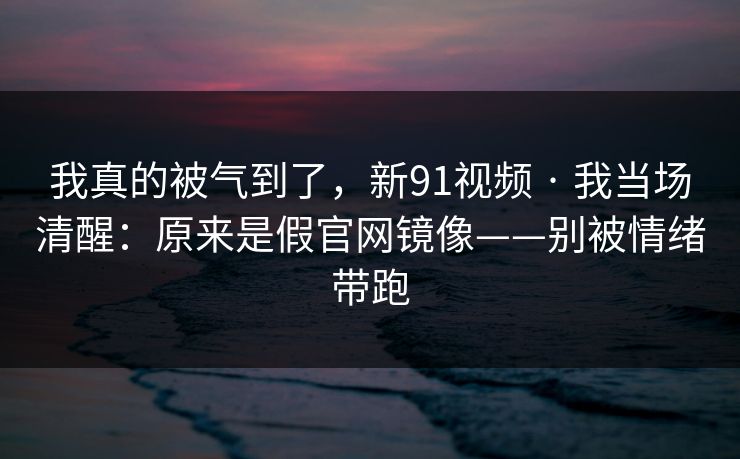 我真的被气到了,新91视频 · 我当场清醒:原来是假官网镜像——别被情绪带跑