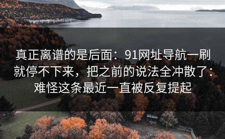 真正离谱的是后面:91网址导航一刷就停不下来,把之前的说法全冲散了:难怪这条最近一直被反复提起